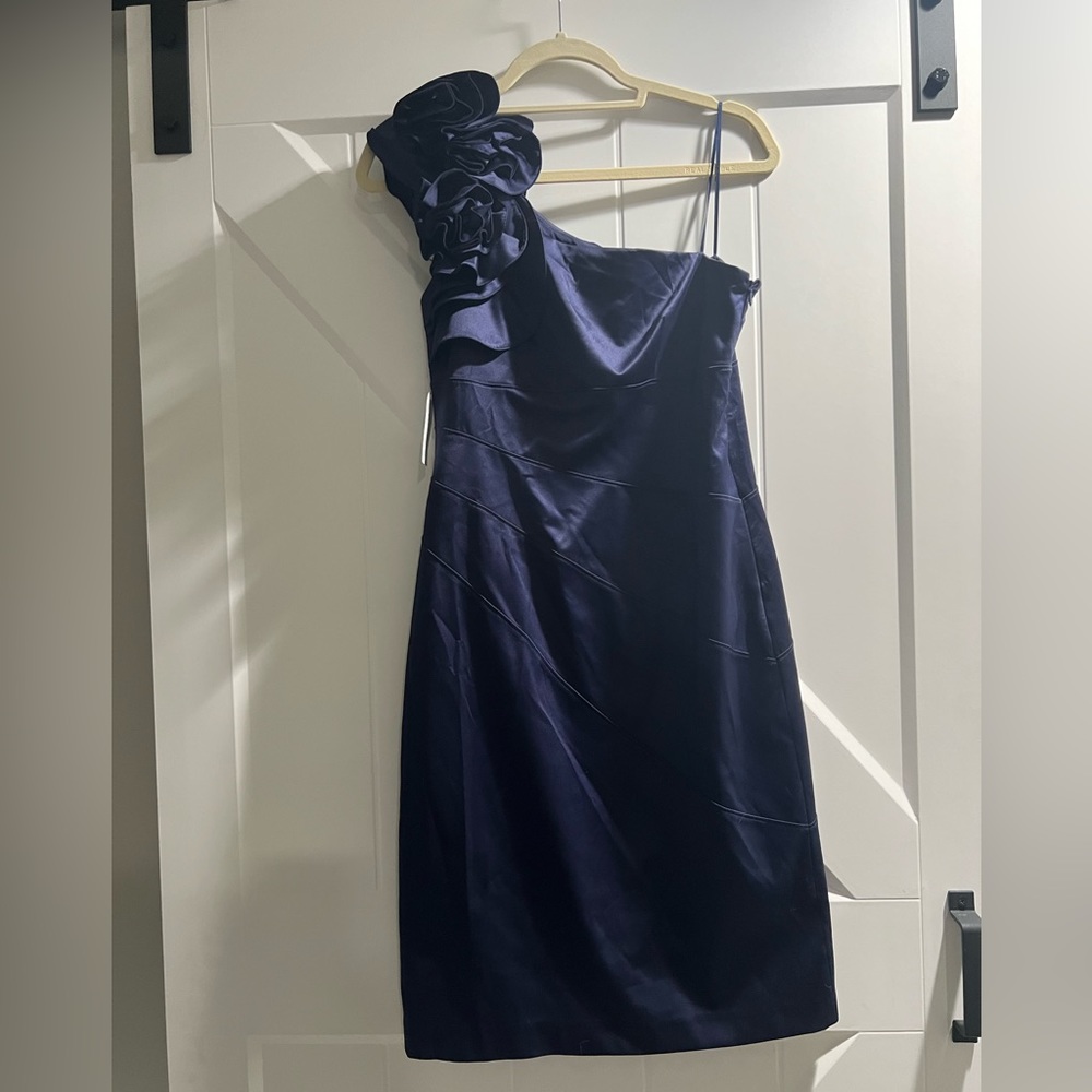 Navy blue one shoulder Jessica Simpson dress